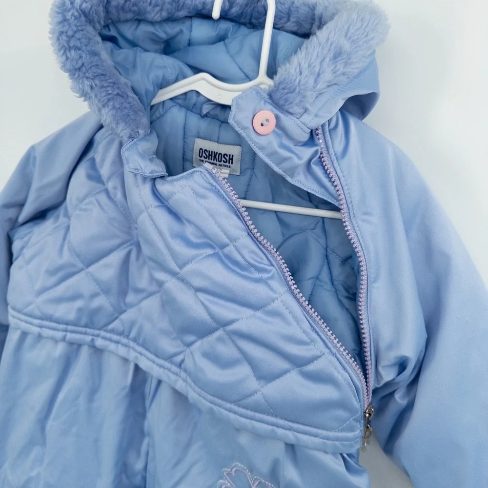 Vintage OshKosh Purple Baby Snowsuit Girls 12M‎  Floral Embroidery 90s Mittens